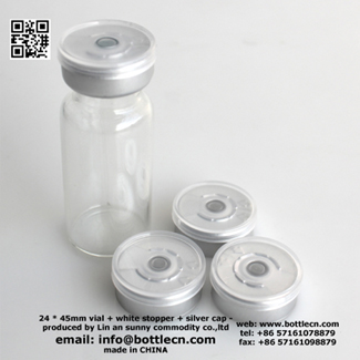 2D24H45 mm vial with white stopper silver cap